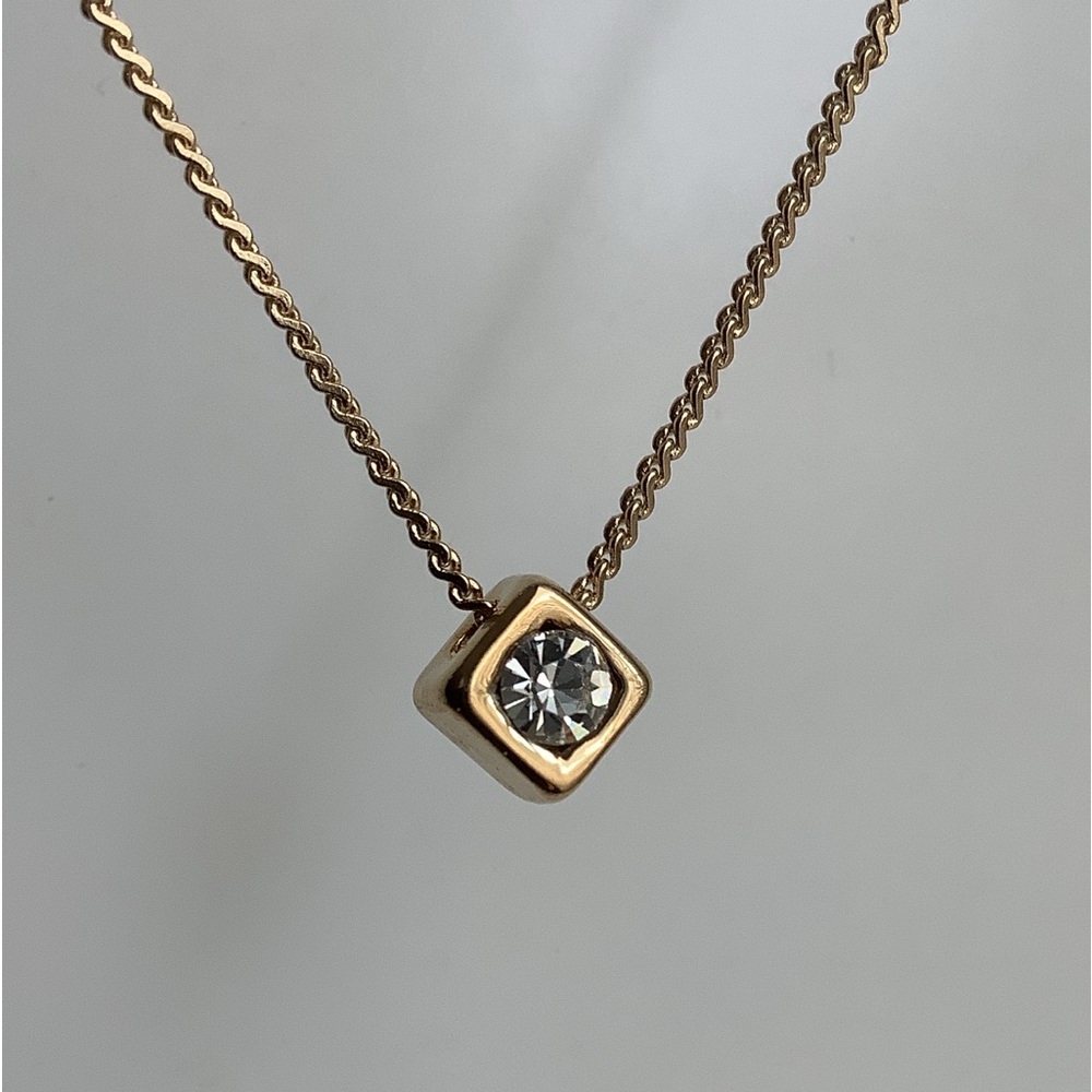 TLC new vintage minimalist solitaire pendant charm necklace (costume)